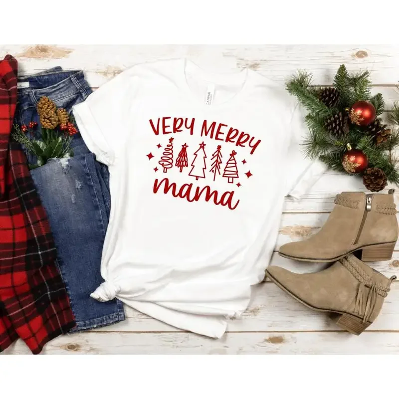 Family Tree Print - Çok Mutlu Eşleşen Aile Noel Tişörtü