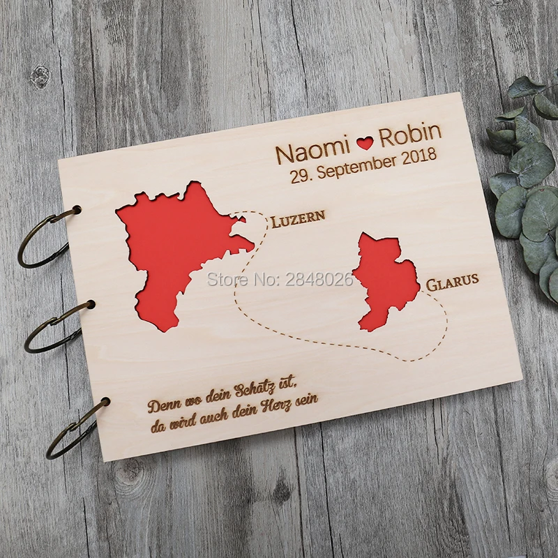 Custom Star Map - Rustik kişiselleştirilmiş düğün ziyaretçi defteri, Özel