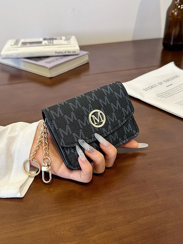Monogram Keychain Leather - Retro Monogram Baskılı Suni Deri Kartlık,