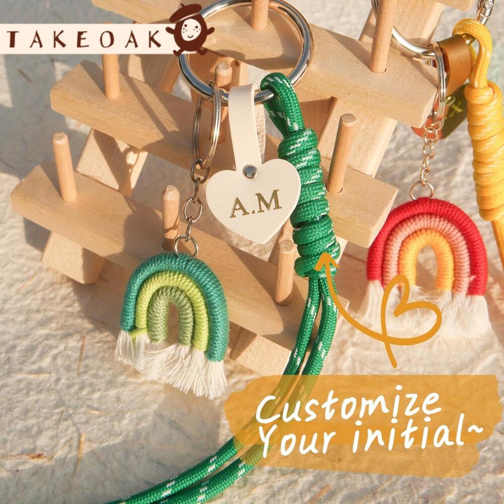 Monogram Keychain Leather - Kişiye Özel Baş Harfli Kalp Deri