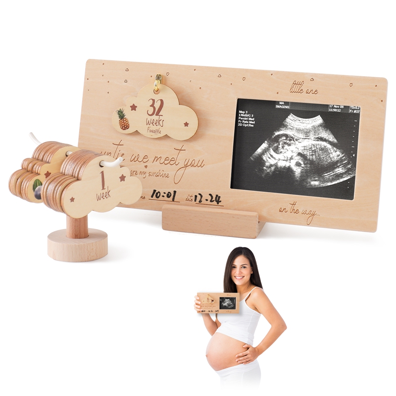 Engraved Wood Frame - Sonogram resim çerçevesi bebek ultrason fotoğraf