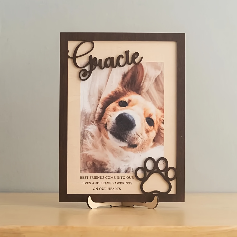 Engraved Wood Frame - Kişiselleştirilebilir Ahşap Evcil Hayvan Fotoğraf Çerçevesi,