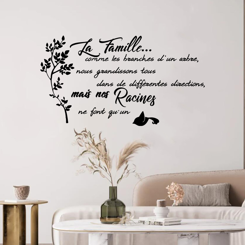 Family Tree Print - Fransız Aile Alıntı Ağacı Kuş Duvar