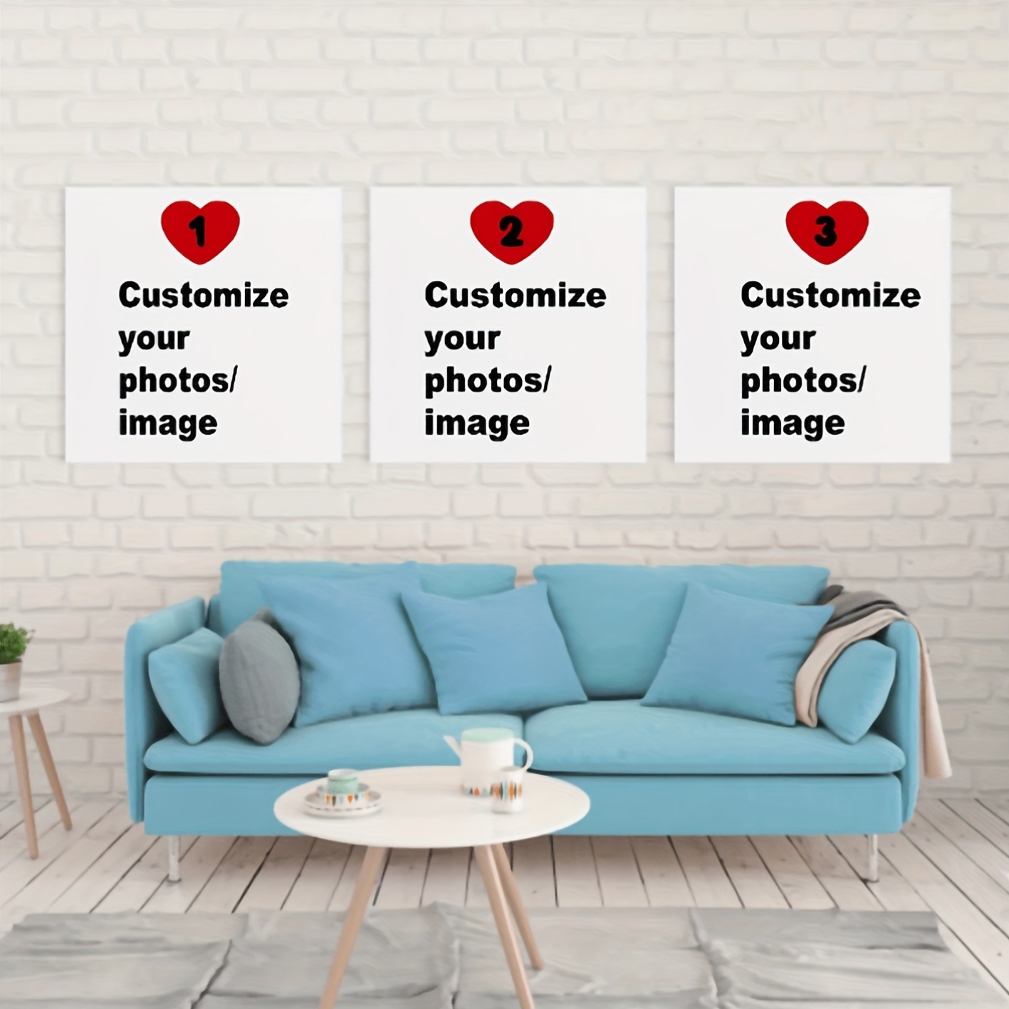 Pet Portrait Custom - 3'lü/set Özel Kare Kanvas Poster Kişiselleştirilmiş