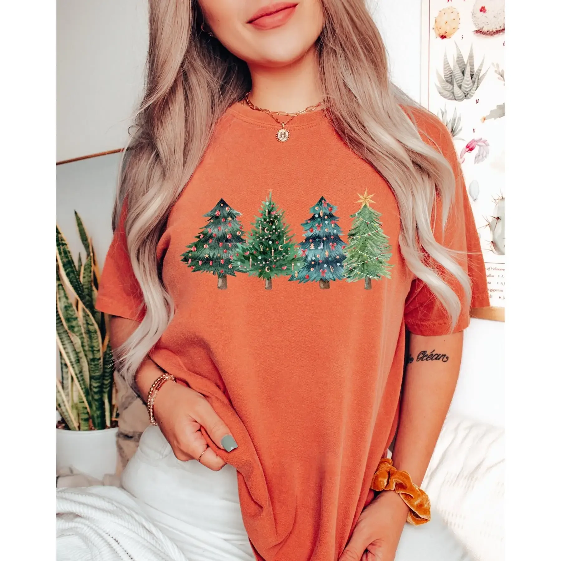 Family Tree Print - Noel Ağaçları Tişörtü Noel Sevimli Aile