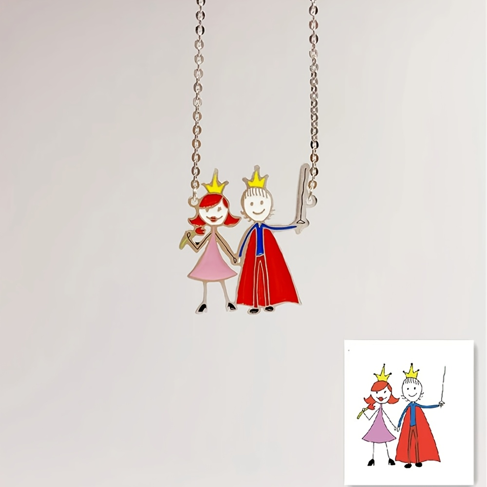 Name Necklace Custom - Çocuk Çizimleriyle Süslenmiş Mama Bebek Anıları