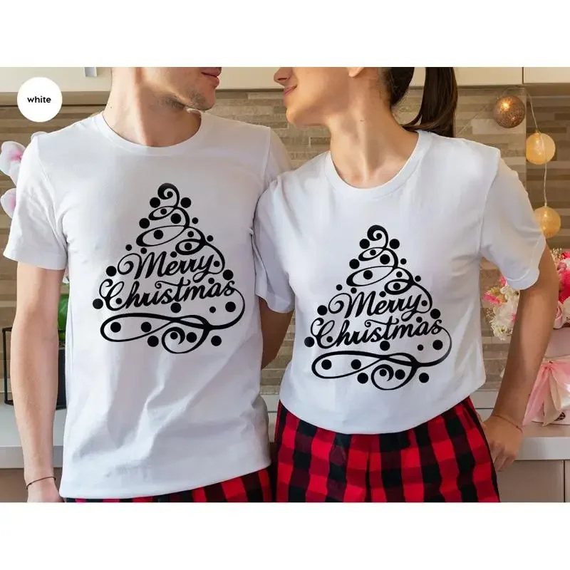 Family Tree Print - Mutlu Noeller Tişörtü Ağaç Tatili Noel