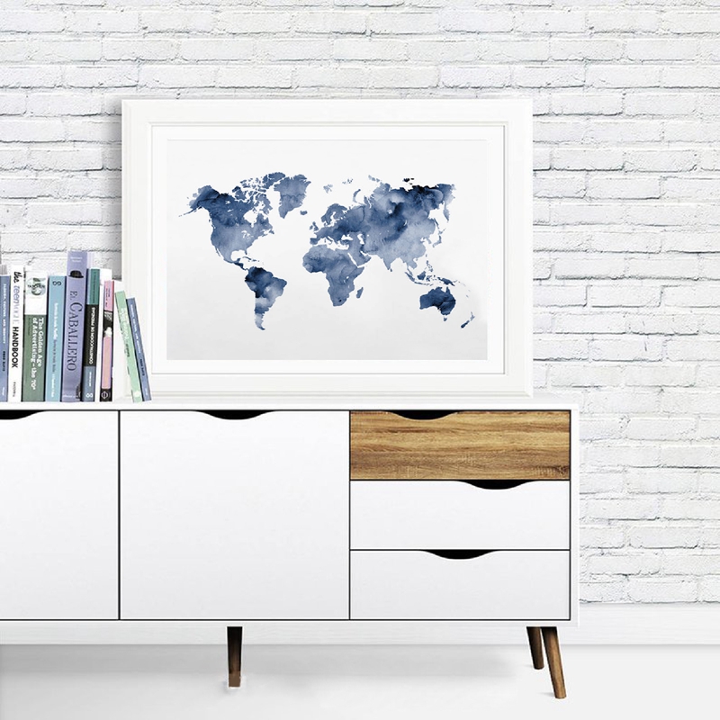 Mavi dünya haritası baskı dona - Custom Star Map incelemesi ve fiyatı