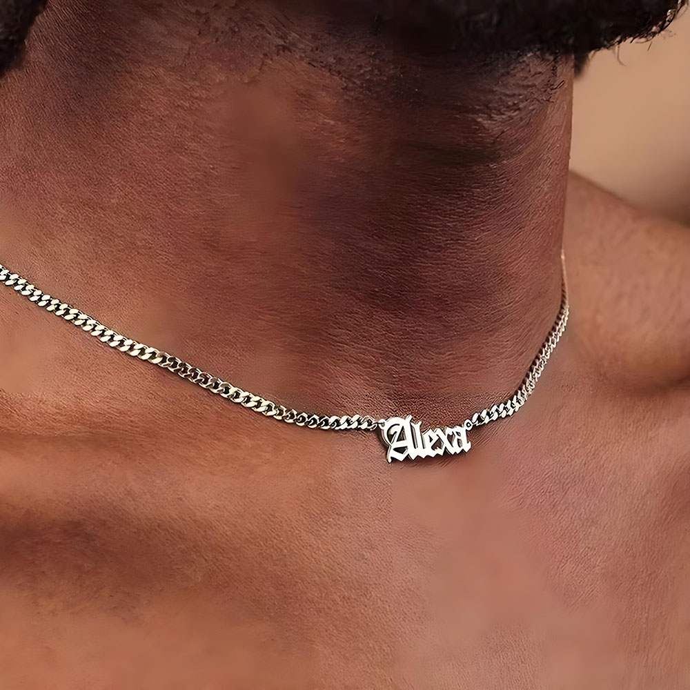 Gotik Yazılı Özel İsimli Küba  - Name Necklace Custom incelemesi ve fiyatı