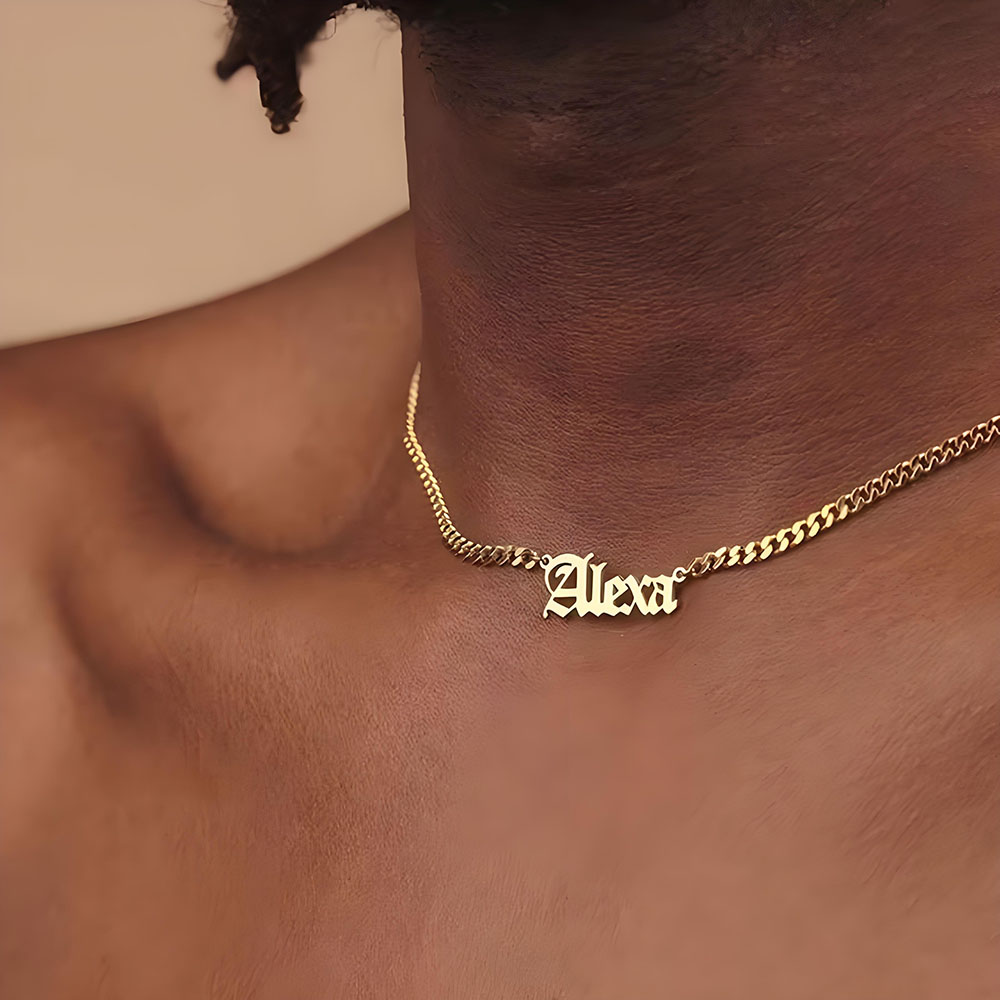 Gotik Yazılı Özel İsimli Küba  - Name Necklace Custom incelemesi ve fiyatı